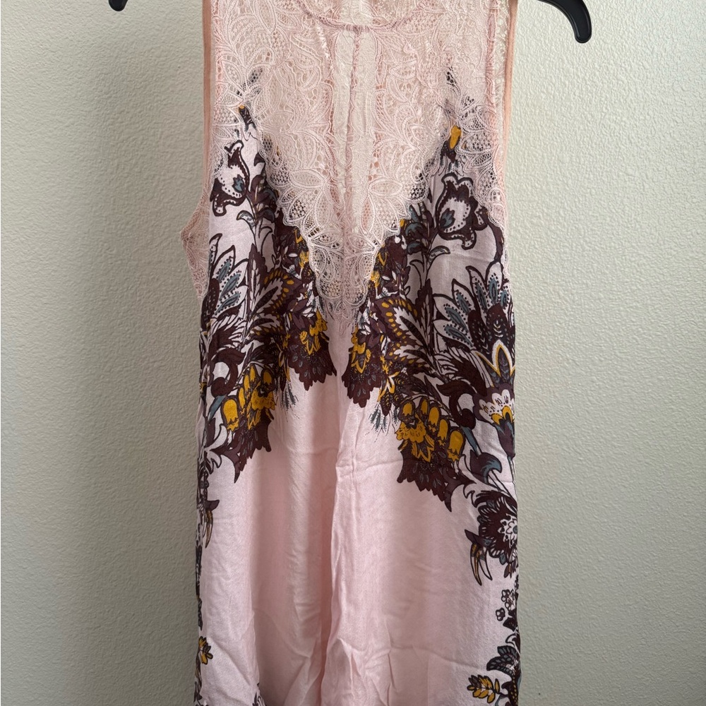 Free People Pink Floral Lace Top